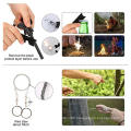 Amazon hot 14pcs portable camping gear and accessories knife led light, slingshot bracelet compass for hiking